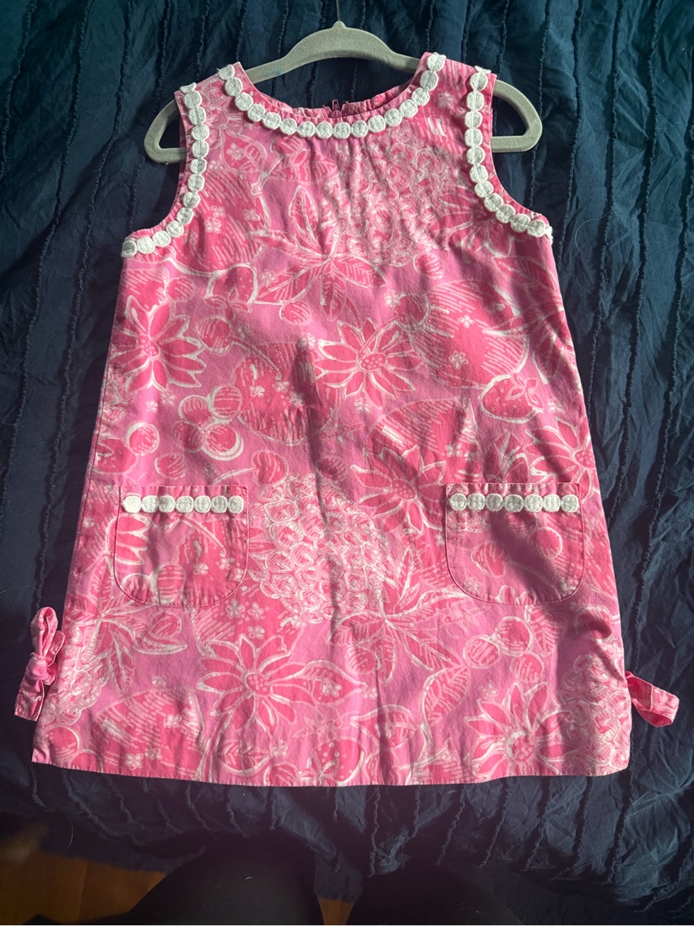 Lilly Pulitzer Pink Floral Shift Dress with White Trim
